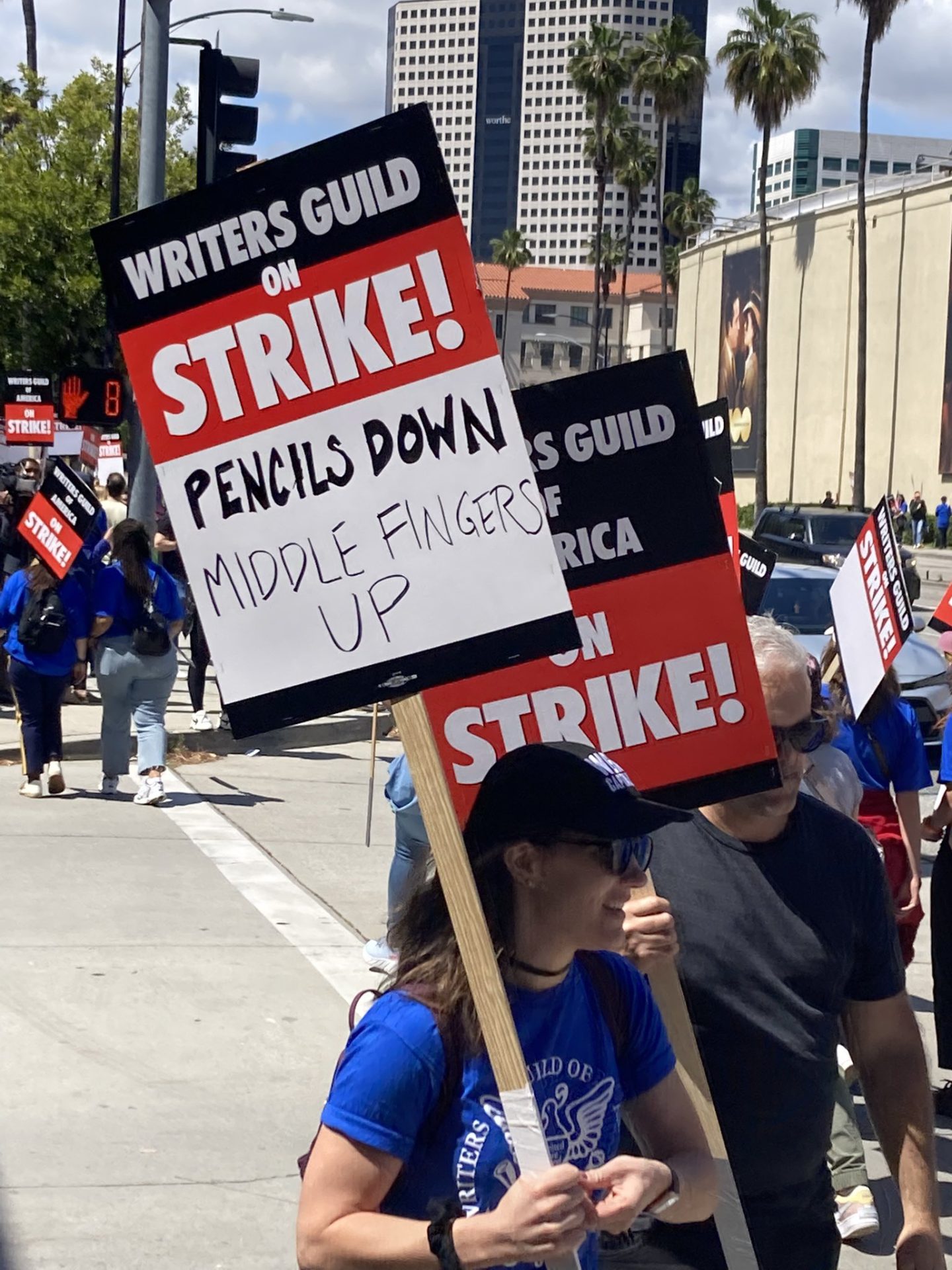WGA Strike Pencil Down Middle Finder Up