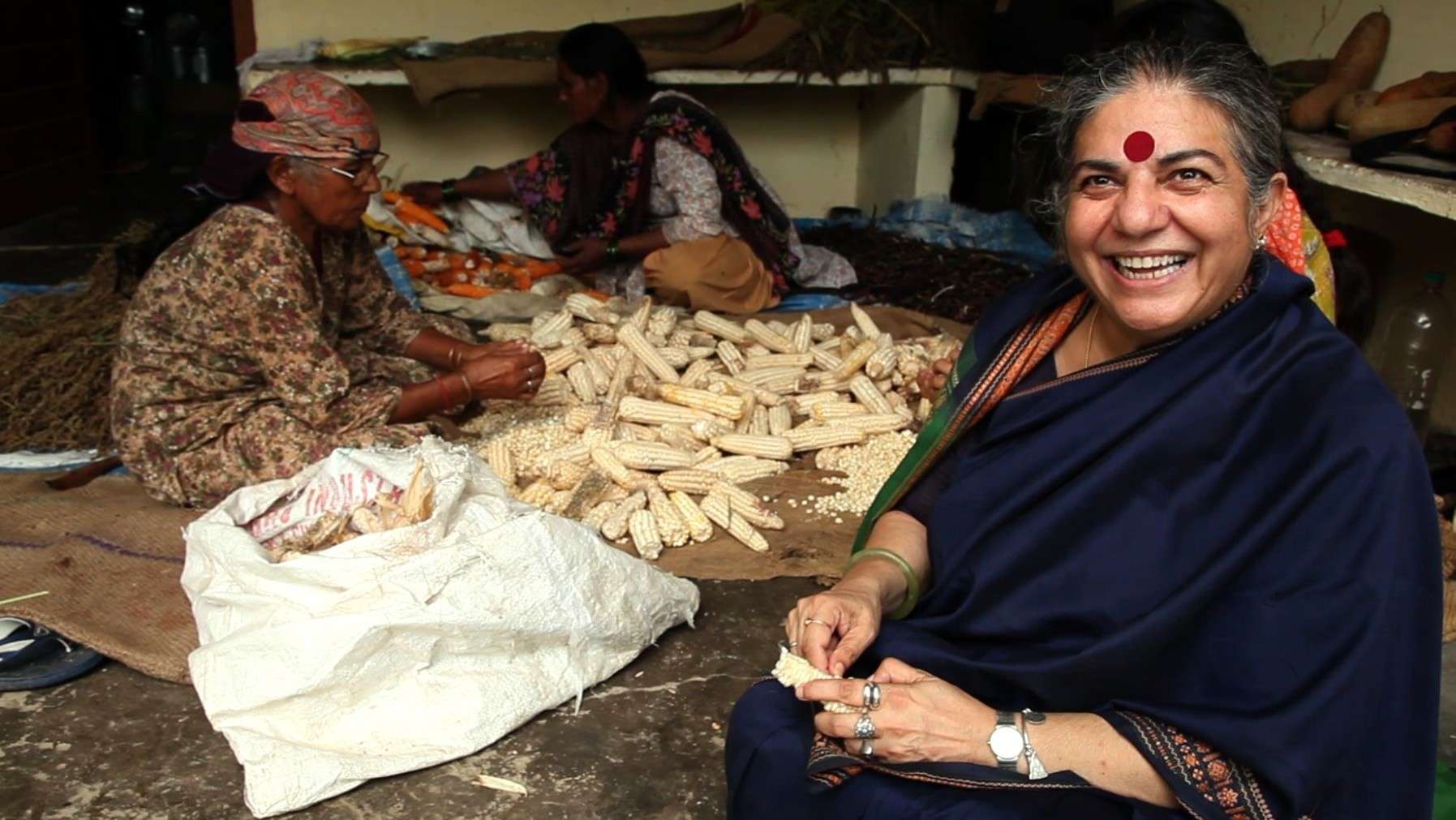 A still from The Seeds of Vandana Shiva (2021).