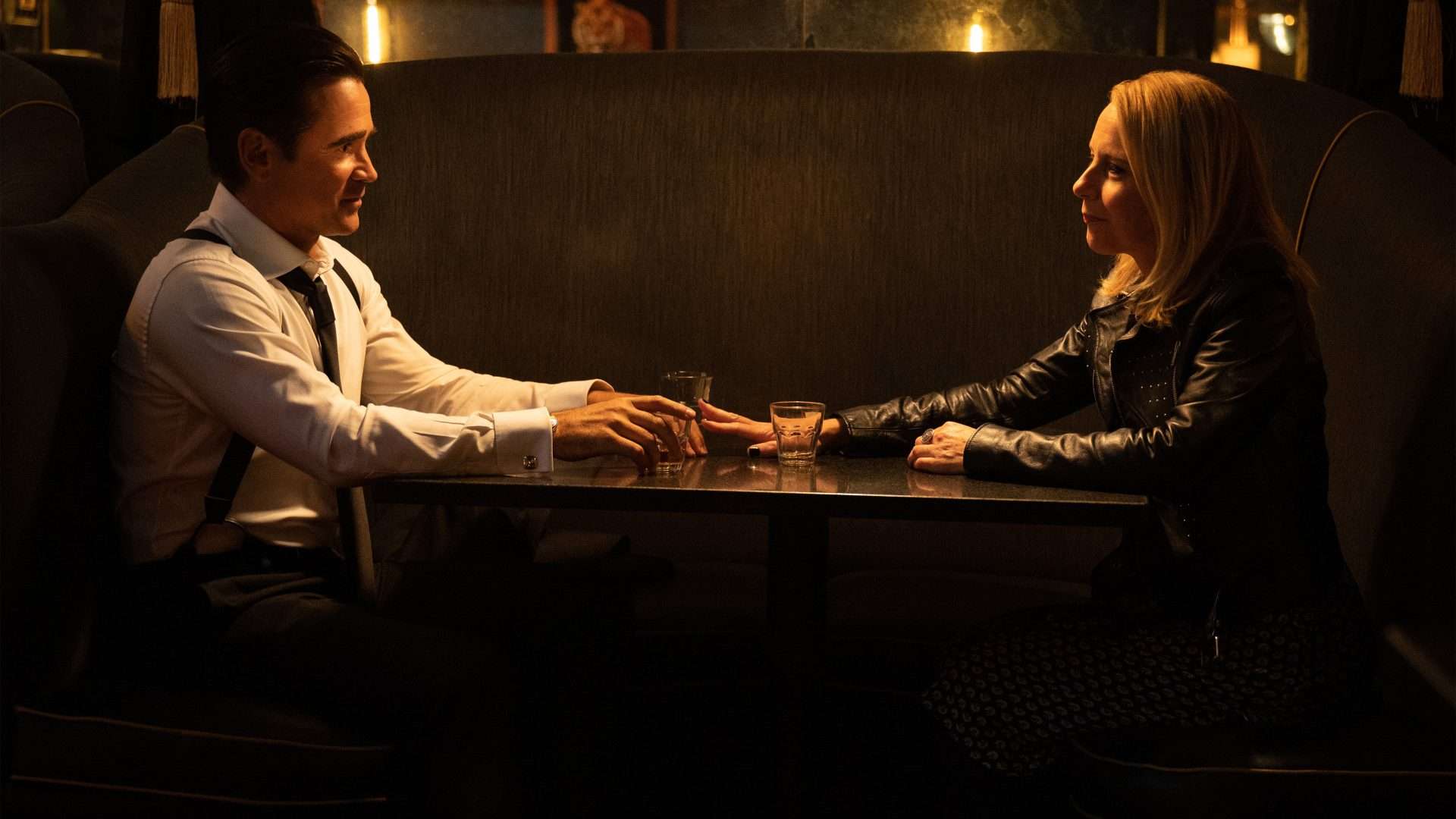 Colin Farrell and Amy Ryan in "Sugar," premiering April 5, 2024 on Apple TV+.