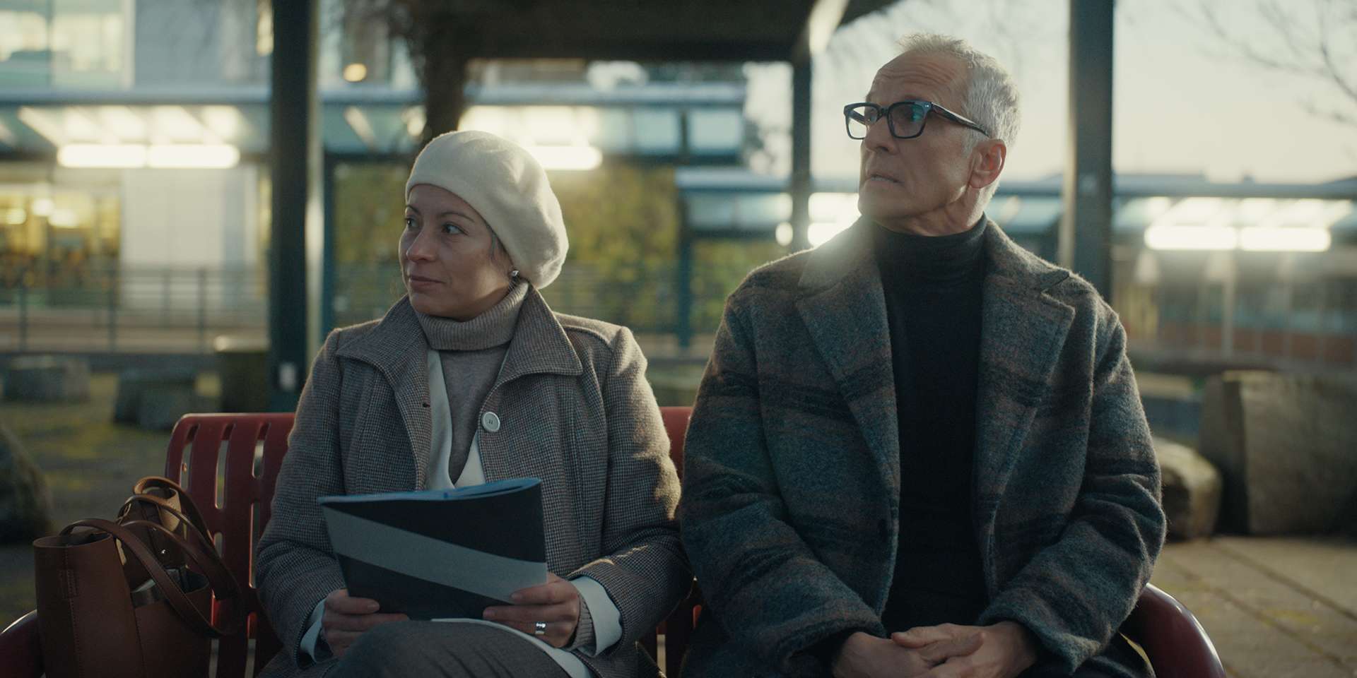 Diana Coconubo as Claire Harrington & Patrick Fabian as Simon Harrington in The Way We Speak (2024). 