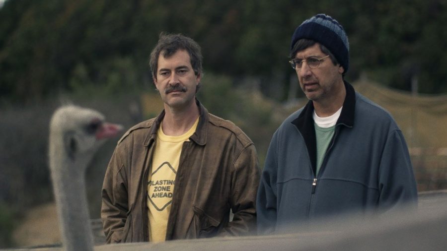 Mark Duplass and Ray Romano taking a lazy stroll