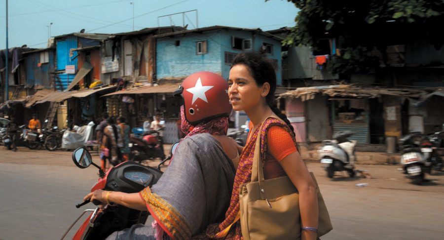 Tillotama Shome on the bike in Mumbai