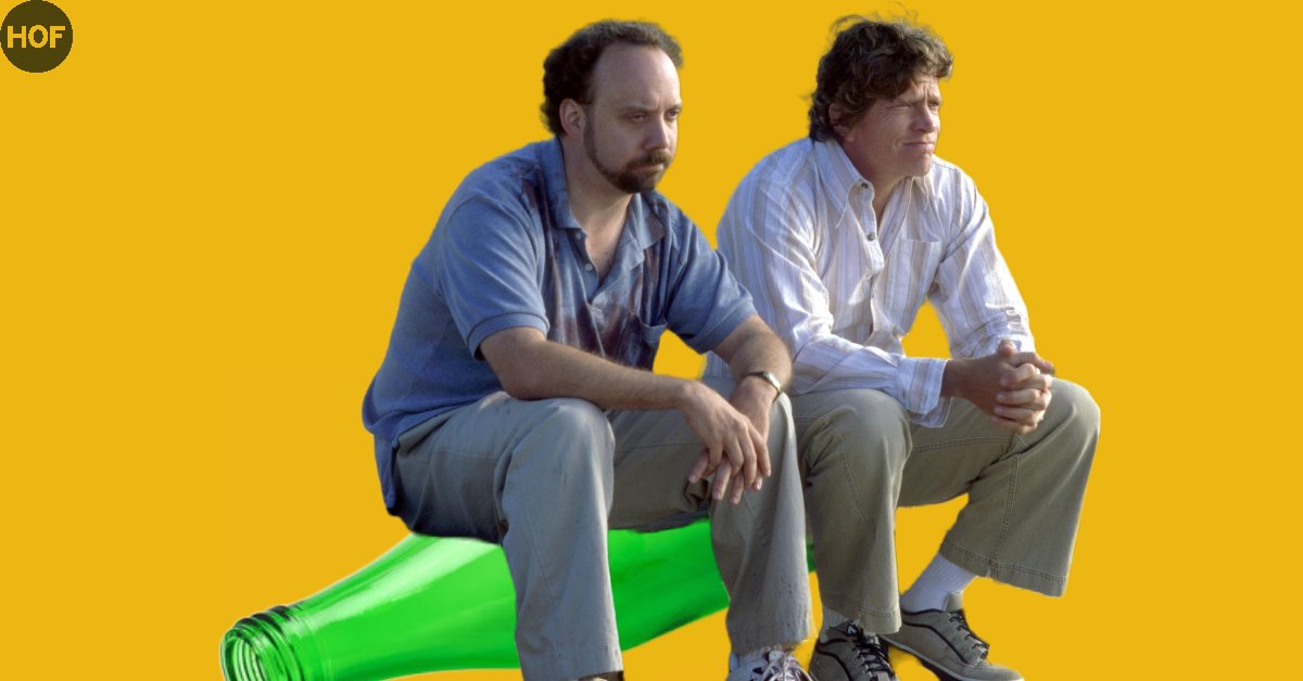 Paul Giamatti & Thomas Haden Church sitting on a bottle in Sideways (2004)