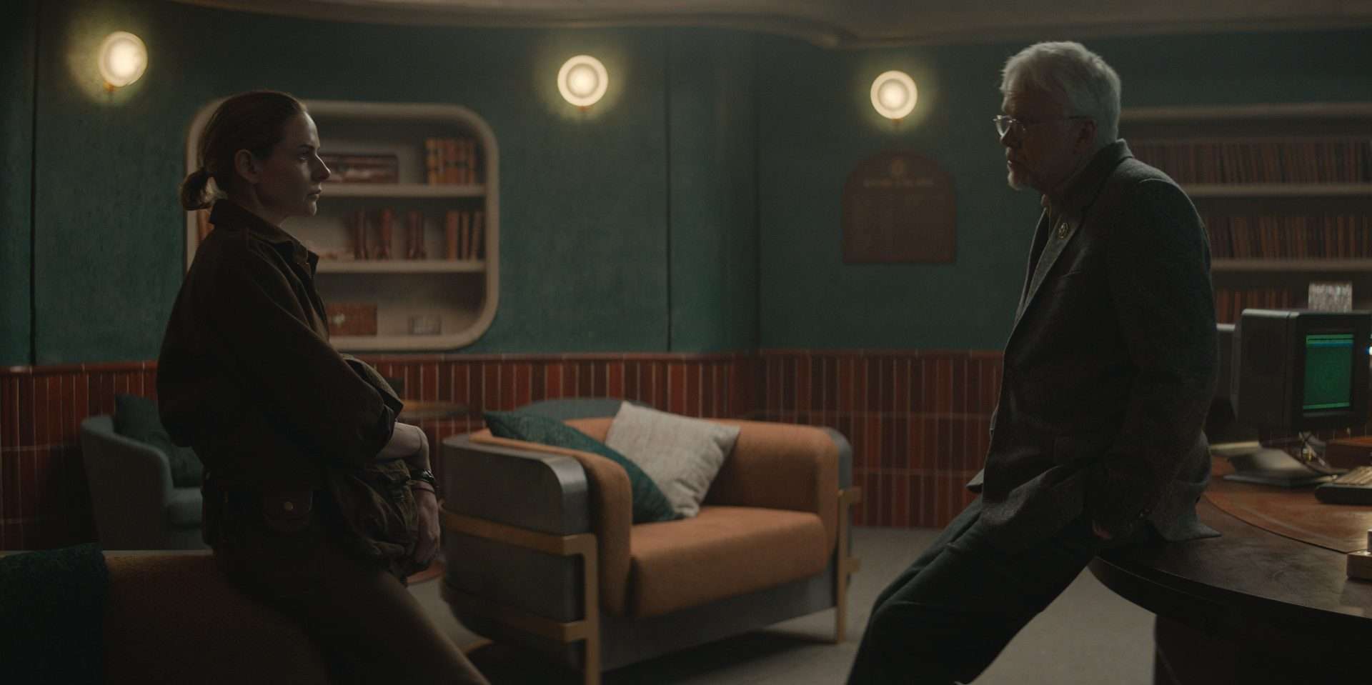  Rebecca Ferguson and Tim Robbins in "Silo," Season 1, Episode 6, now streaming on Apple TV+.