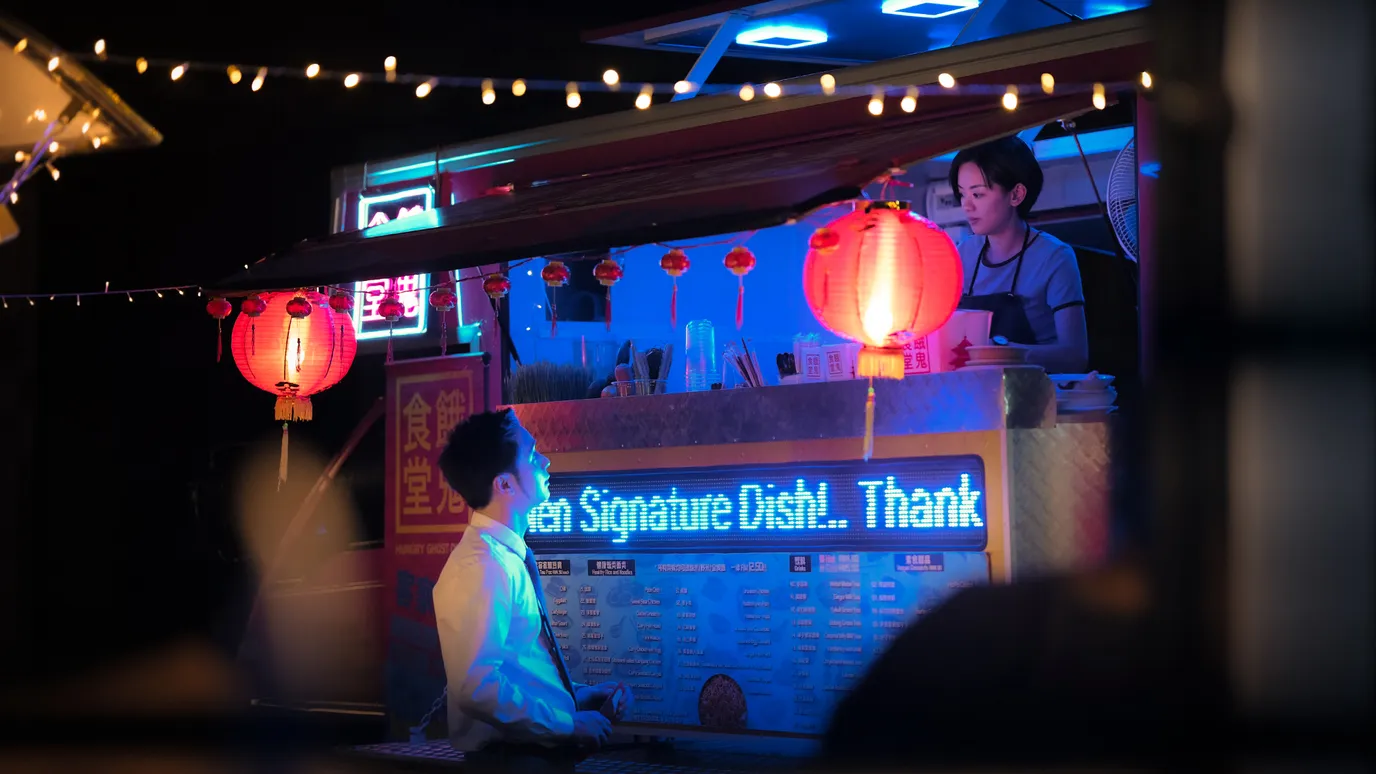 A still from Hungry Ghost Diner (2024). 