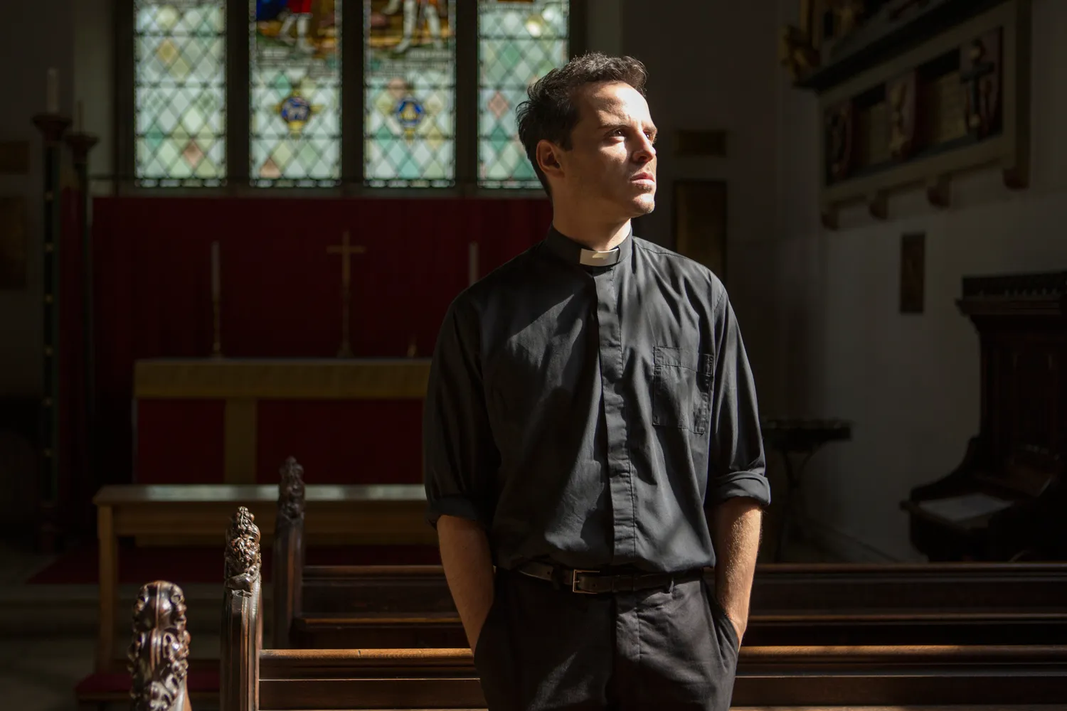 a man standing in a church