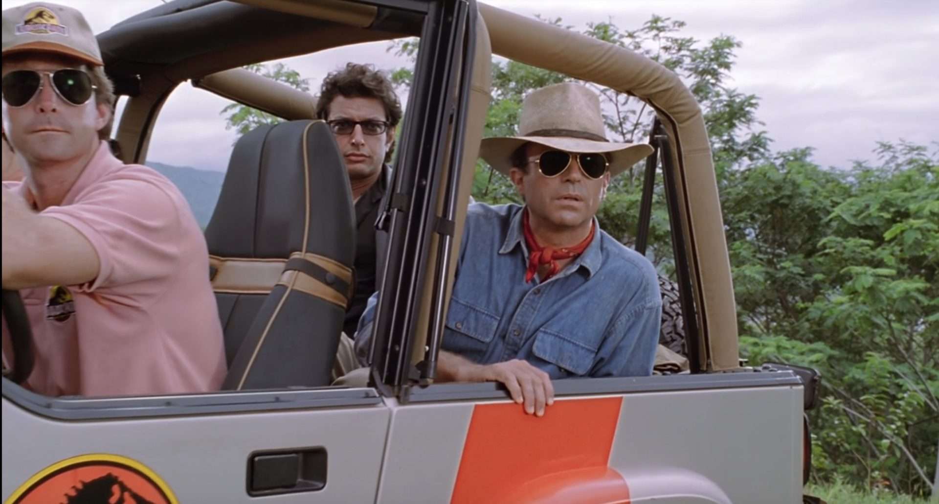 Sam Neill and Jeff Goldblum in a scene from Jurassic Park 1993