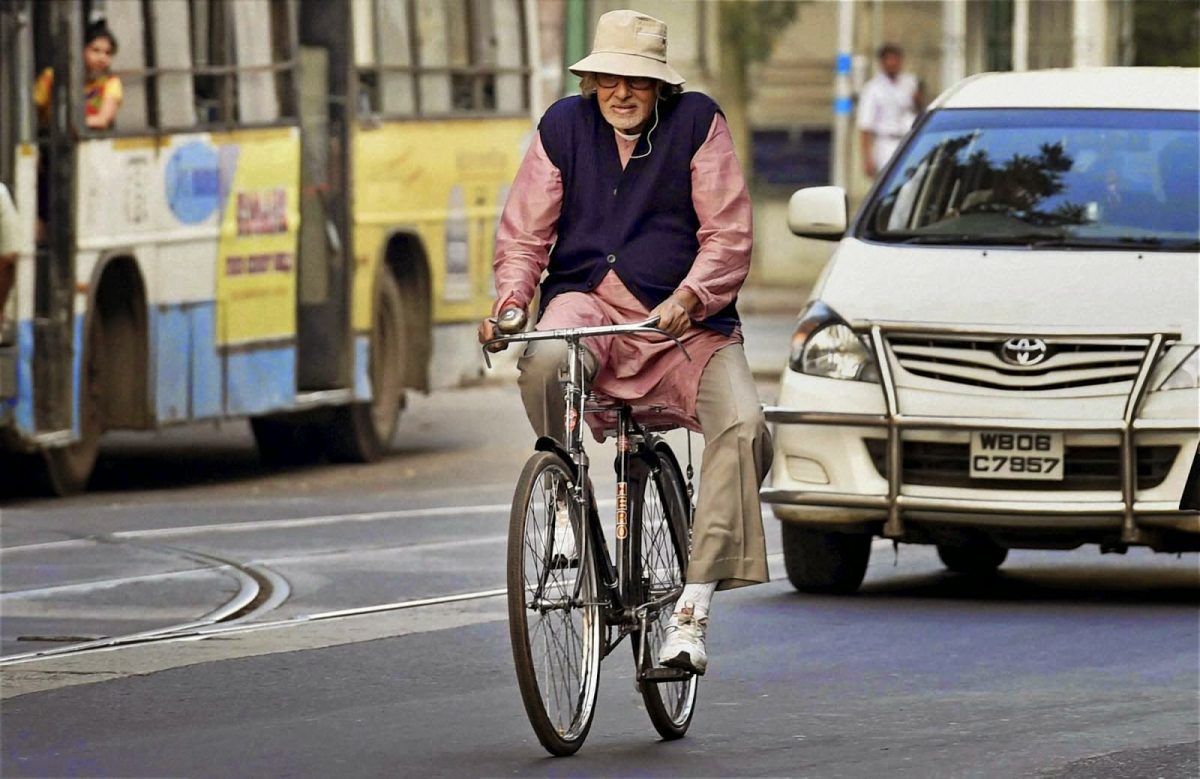 Amitabh Bachchan on a Bicycle in 'Piku'