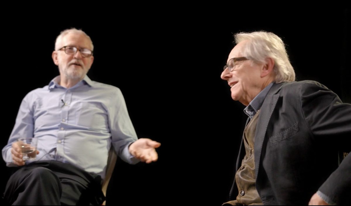 A still from Loach vs Corbyn: The Bad Patriots (2026). 