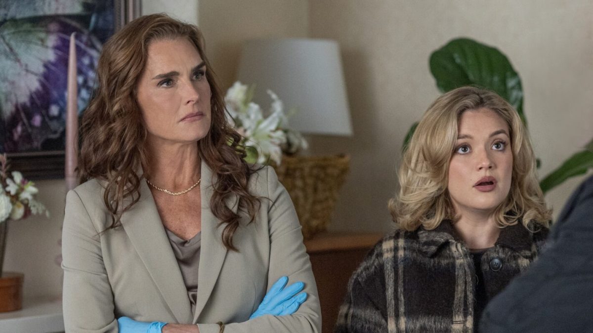 Brooke Shields and Amalia Williamson in You’re Killing Me on Acorn TV.